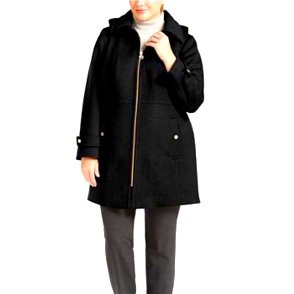 Michael Kors hooded wool jacket. Zipper closure